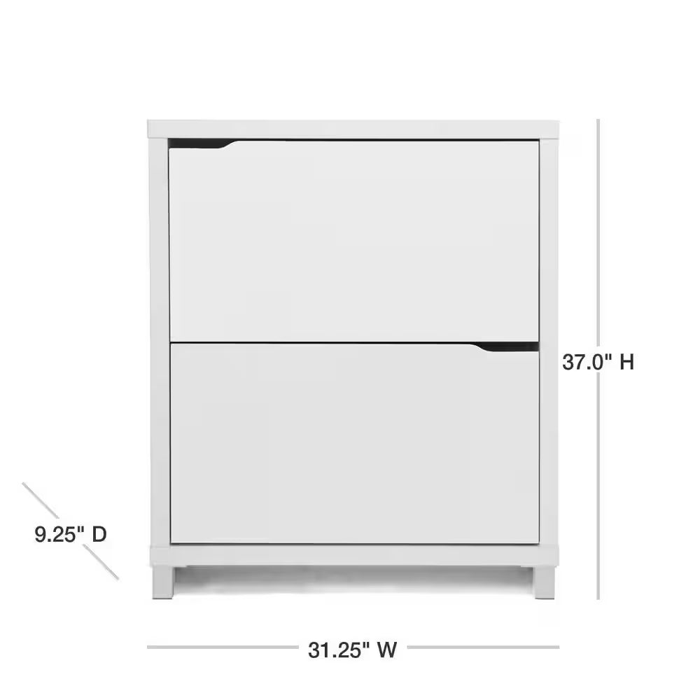 37 In. H X 31.1 In. W White Wood Shoe Storage Cabinet