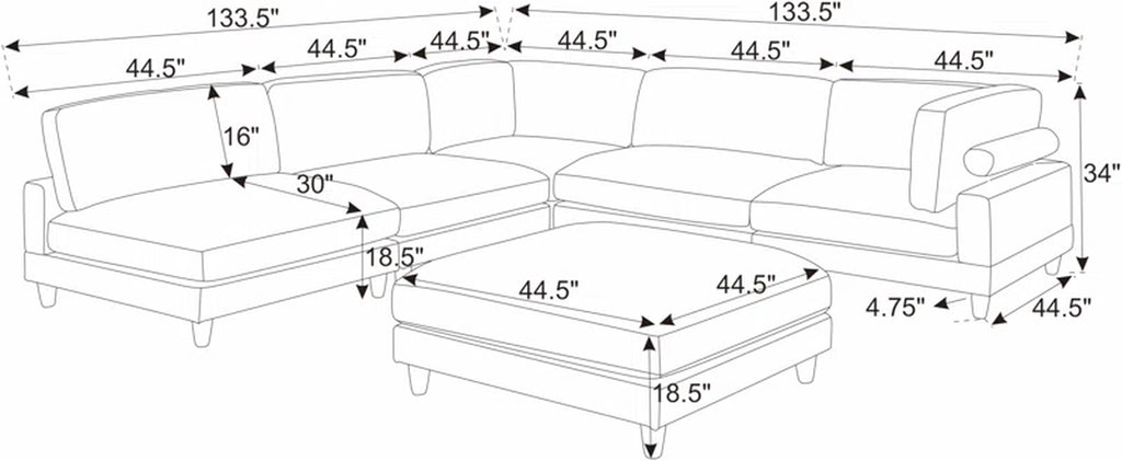 Espinosa Corduroy Sectional Symmetrical