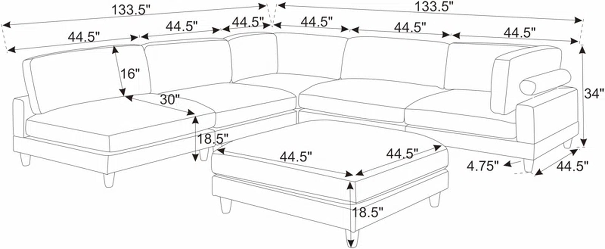 Espinosa Corduroy Sectional Symmetrical