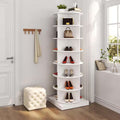 65 In. H 28 Shoes-Pairs 7 Tier 360° Spinning Rotating White Shoe Rack
