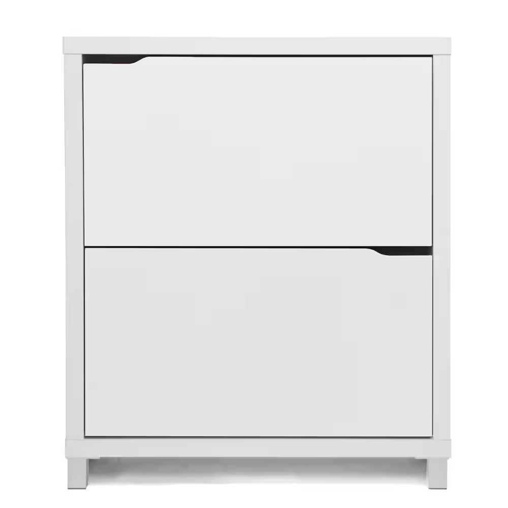 37 In. H X 31.1 In. W White Wood Shoe Storage Cabinet