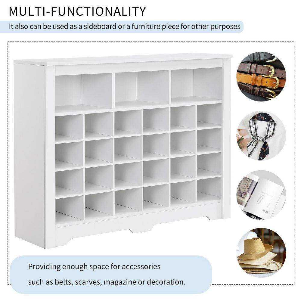 Rafferty 35.00 In. H X 45.20 In. W White Wood Shoe Storage Cabinet with Curved Base