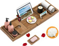 Bathtub Caddy Tray Expandable Bamboo Bath Tub Tray for Luxury Bath with Book Holder Free Soap Dish Brown