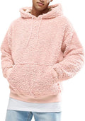 Mens Fuzzy Sherpa Pullover Hoodie Sweatshirts Long Sleeve Sport Front Pocket Military Fall Outwear Winter Hooded