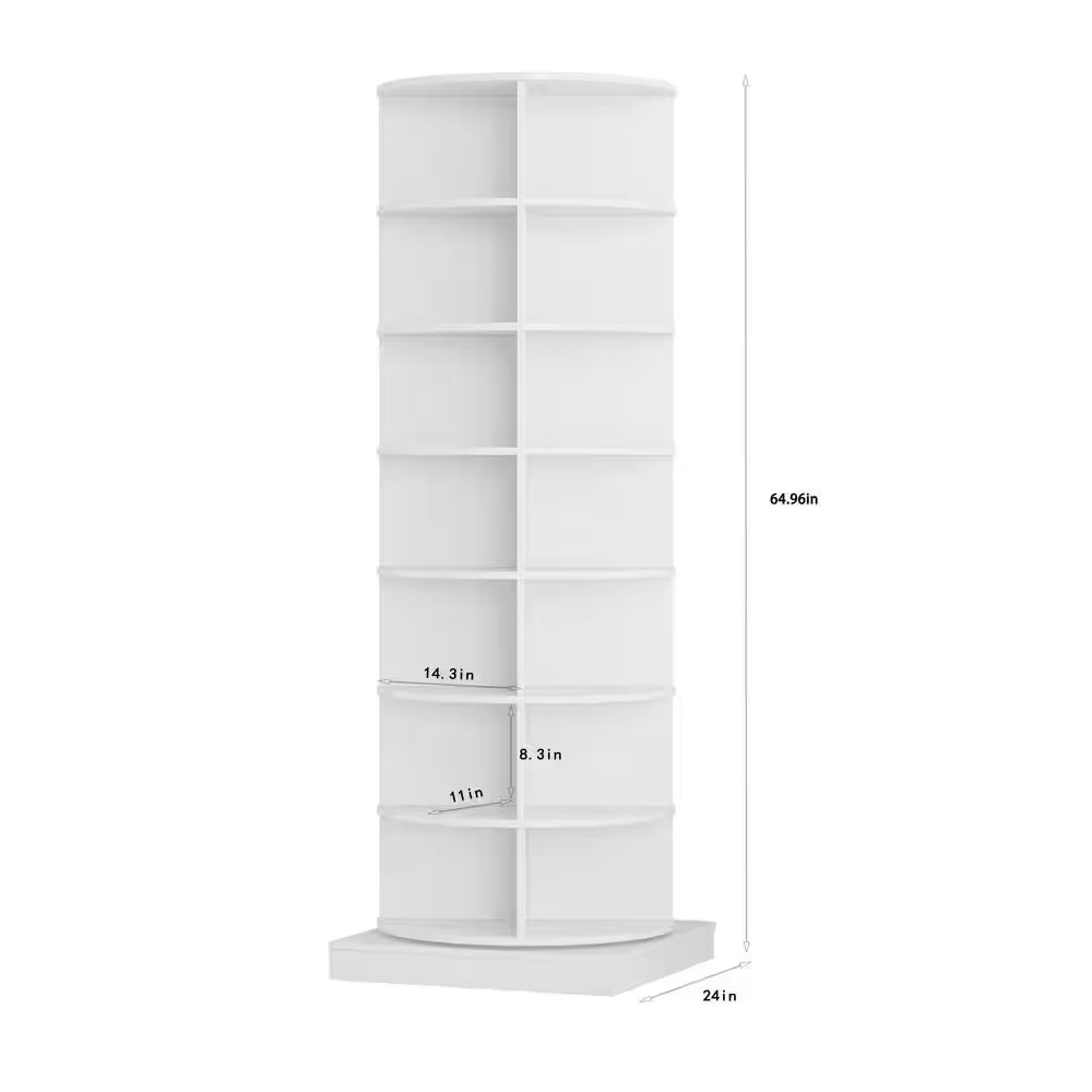 65 In. H 28 Shoes-Pairs 7 Tier 360° Spinning Rotating White Shoe Rack