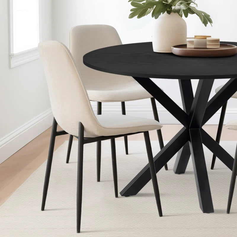 Folmar 4 - Person Dining Table Sets with 39.5'' round Table & 4 Upholstered Chenille Chairs