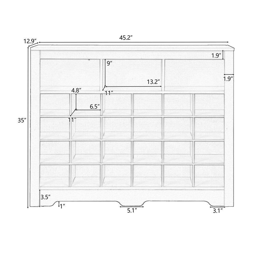 Rafferty 35.00 In. H X 45.20 In. W White Wood Shoe Storage Cabinet with Curved Base