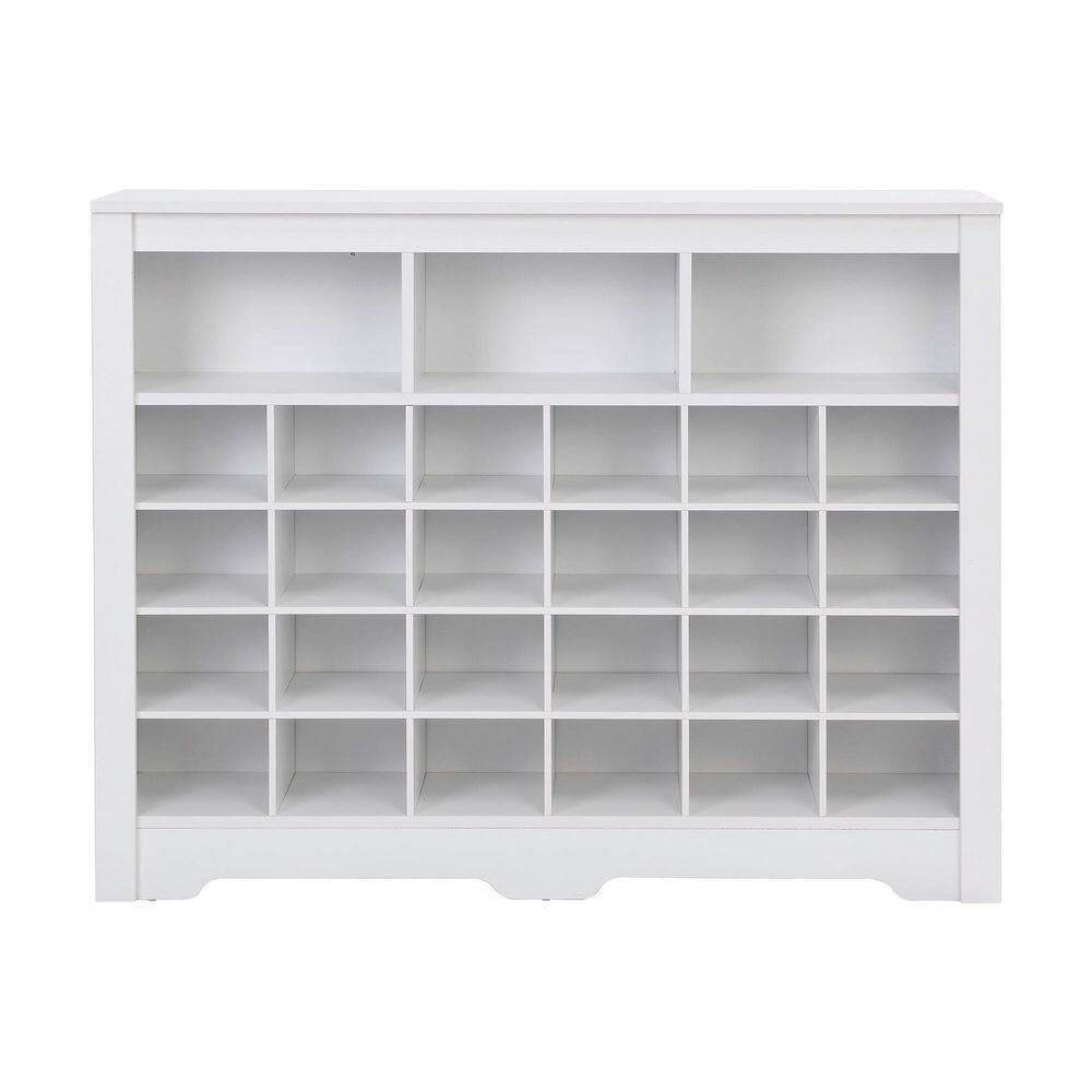 Rafferty 35.00 In. H X 45.20 In. W White Wood Shoe Storage Cabinet with Curved Base