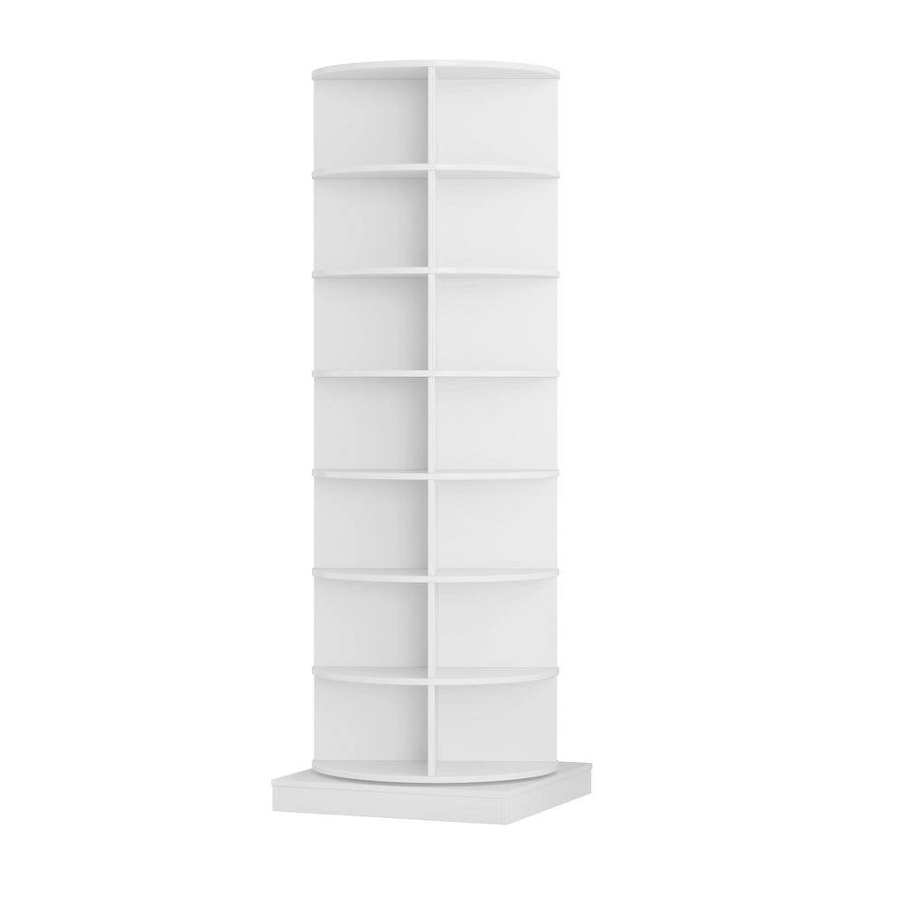 65 In. H 28 Shoes-Pairs 7 Tier 360° Spinning Rotating White Shoe Rack