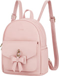 Mini Backpack for Women Girls Cute Bowknot Small Backpack Purse Ladies Leather Bookbag Satchel Bag, with Charm Tassel Pink