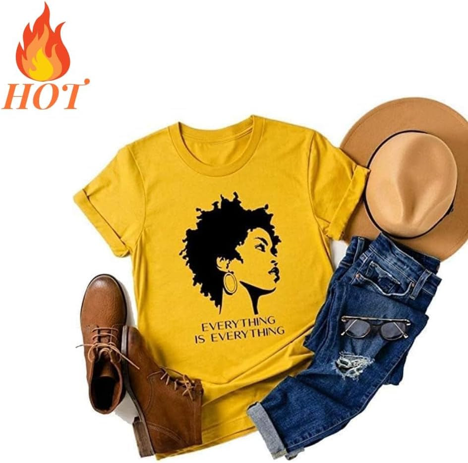 Black History Shirts Black Graphic Tees for Men and Women, Magic Fashion Afro American Natural Hair Vintage Melanin T-Shirts