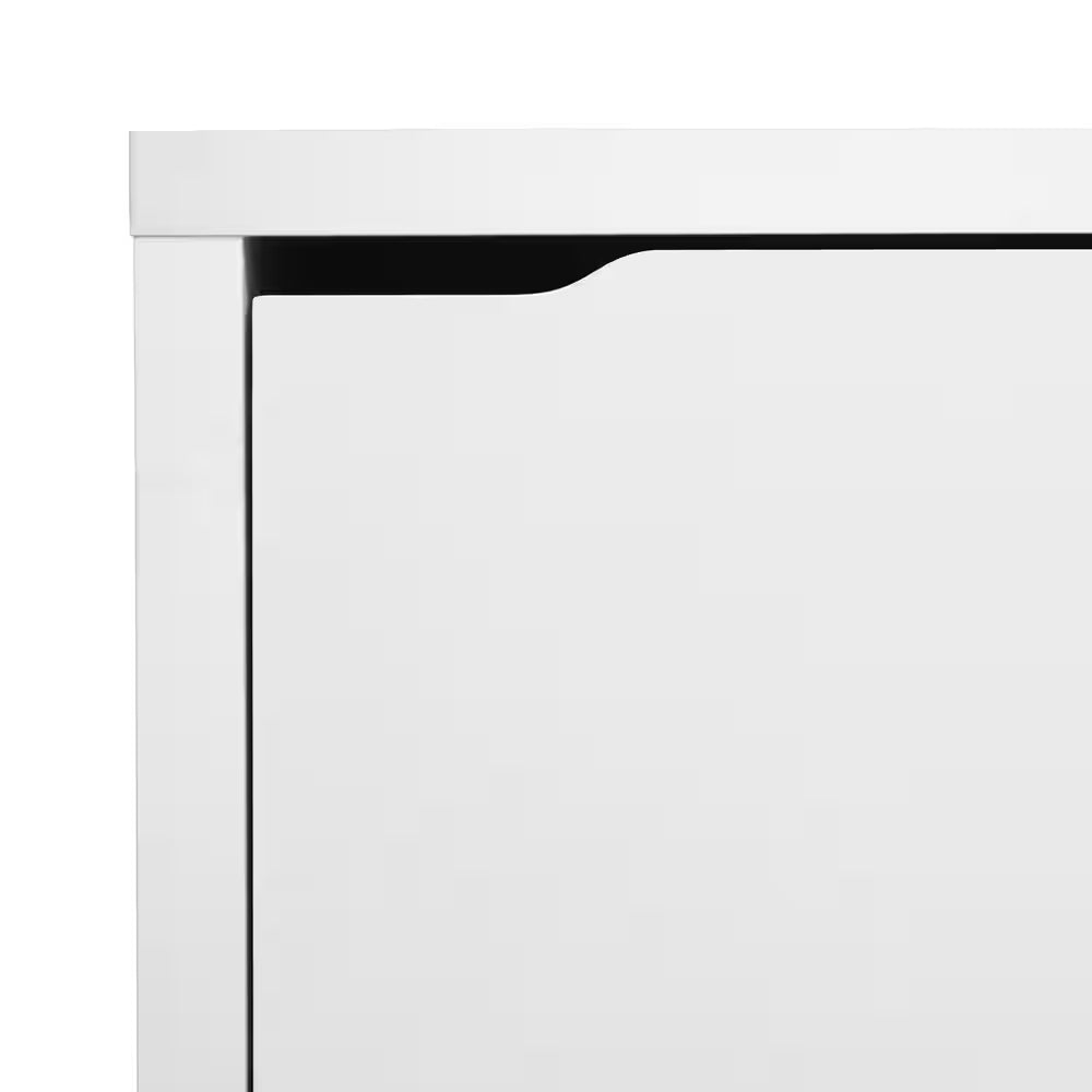 37 In. H X 31.1 In. W White Wood Shoe Storage Cabinet