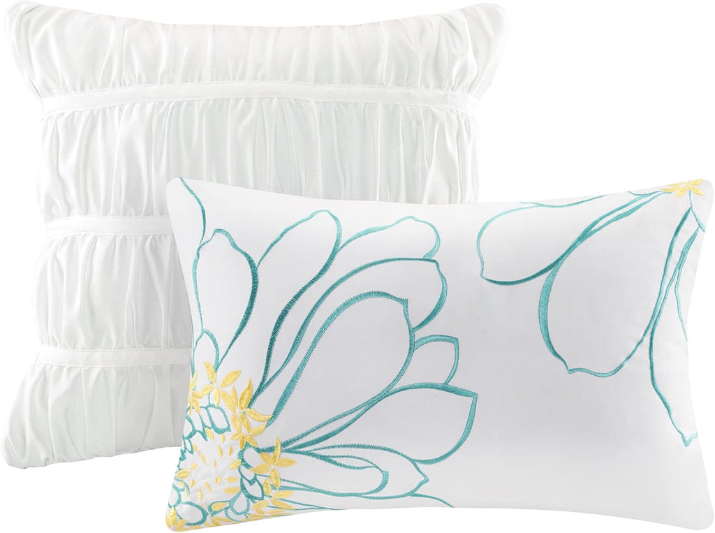Comforter Set Twin, Waterfall Multi Layers Ruffle Comforter Set, Shabby Chic Preppy Bedding Set, Soft Twin Comforter Set for Teen Girls, Toss Pillow, Twin/Twin XL White 4 Piece