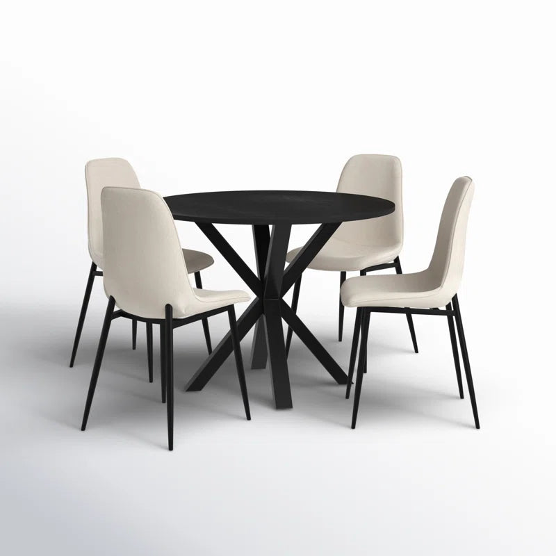 Folmar 4 - Person Dining Table Sets with 39.5'' round Table & 4 Upholstered Chenille Chairs