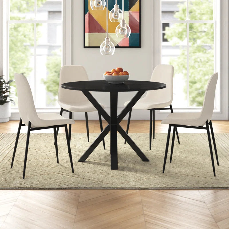 Folmar 4 - Person Dining Table Sets with 39.5'' round Table & 4 Upholstered Chenille Chairs