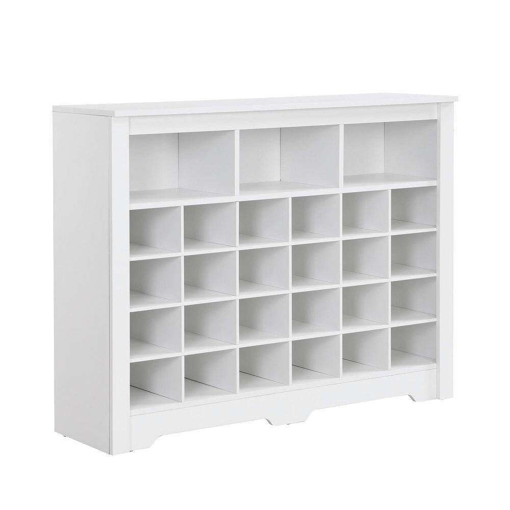 Rafferty 35.00 In. H X 45.20 In. W White Wood Shoe Storage Cabinet with Curved Base