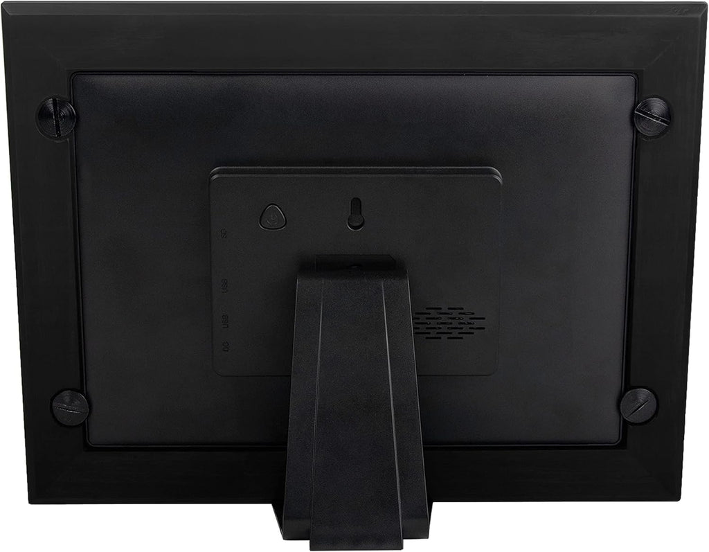 Photoshare 10” Wifi Digital Picture Frame, Send Pics from Phone to Frames, 8 GB, Holds 5,000+ Photos, HD Touchscreen, Black Wood Frame, Easy Setup, No Fees