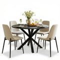 Folmar 4 - Person Dining Table Sets with 39.5'' round Table & 4 Upholstered Chenille Chairs