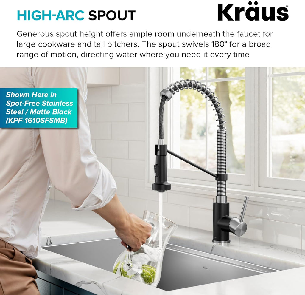 Bolden Commercial Style 2-Function Single Handle Pull down Kitchen Faucet in Spot-Free Brushed Brass, KPF-1610BB